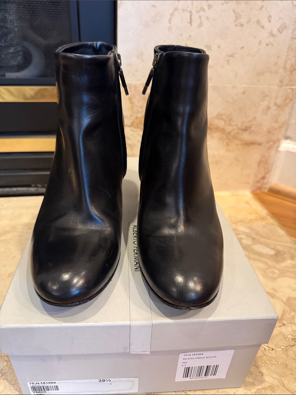 Alberto Fermani black leather booties